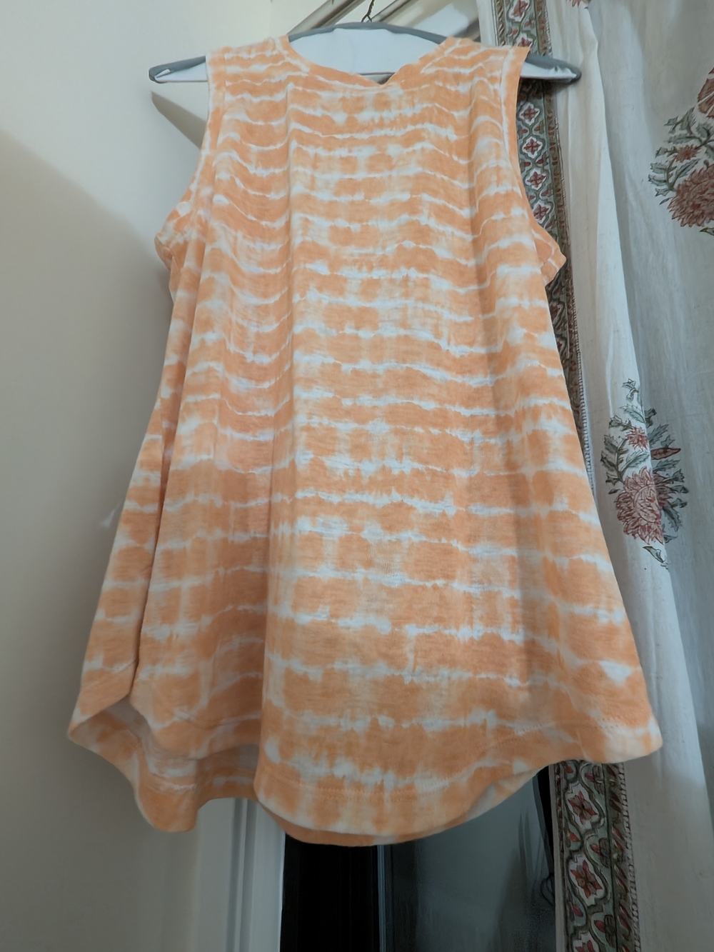 Athleta Orange and White Tie-Dye Swing Tank